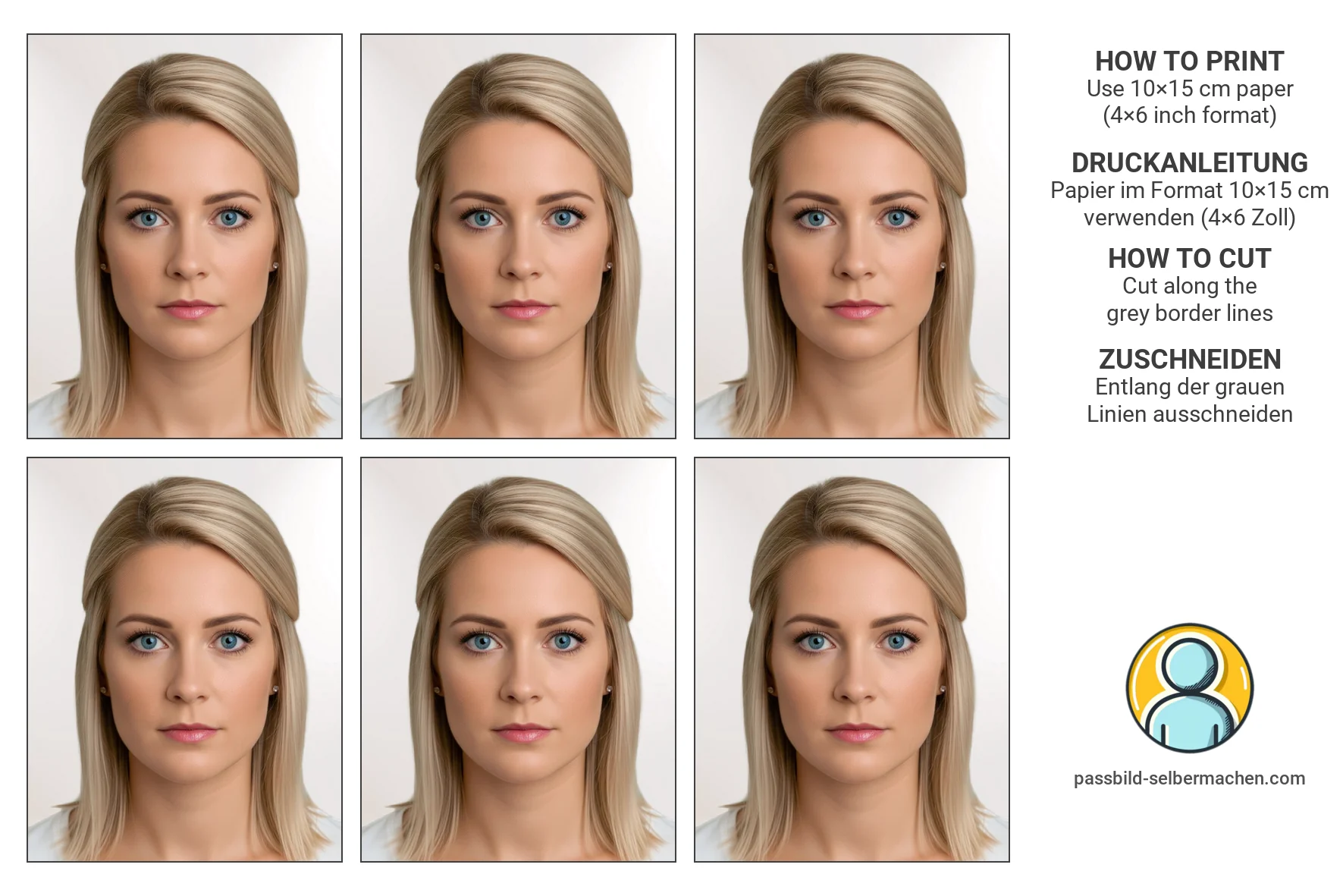 2x8 print template for passport photos