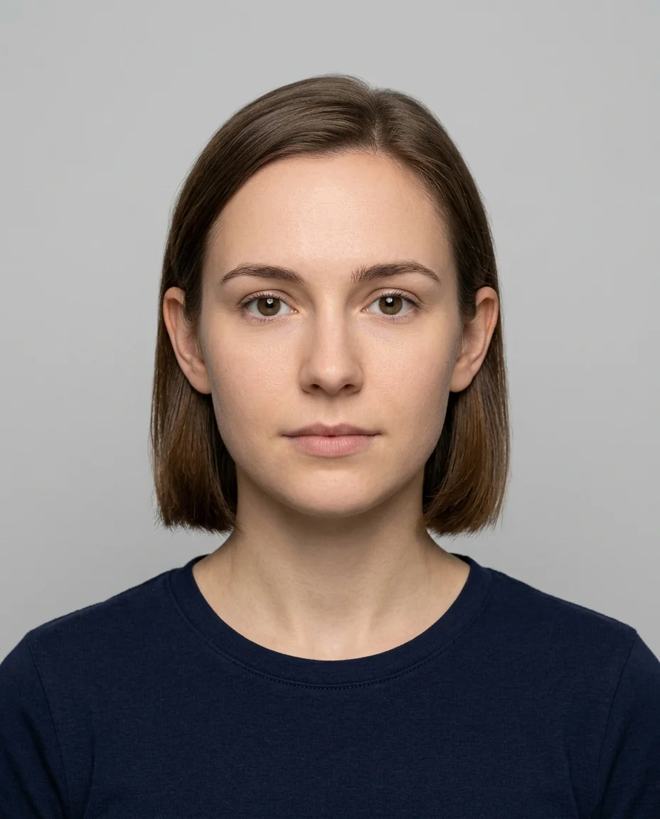 Example of a correct biometric Schengen visa photo