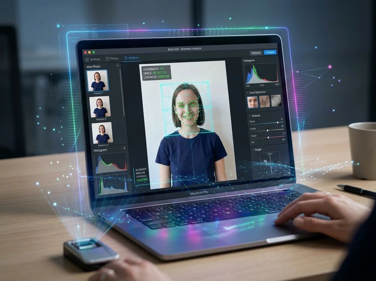 AI biometric check step illustration