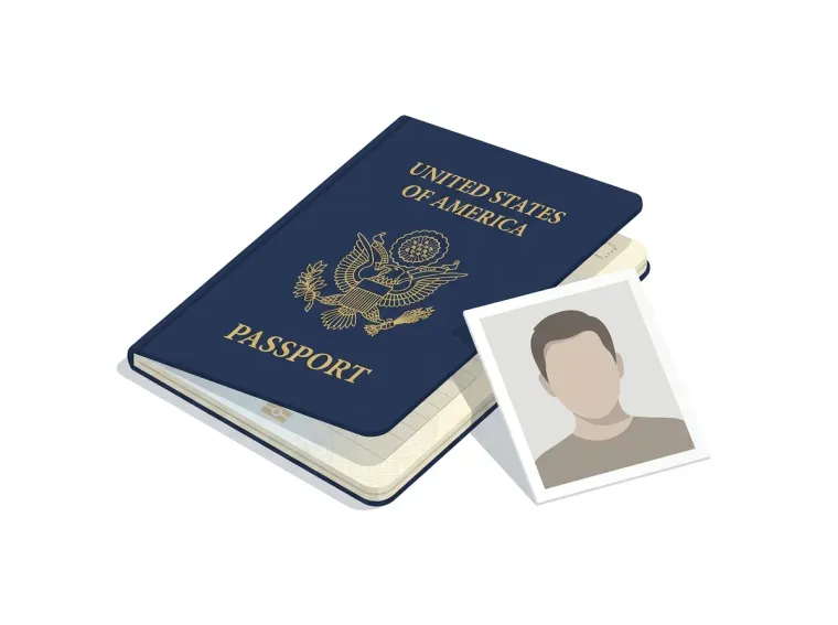 US passport and compliant photo illustration